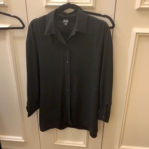Black silk ilene fisher blouse